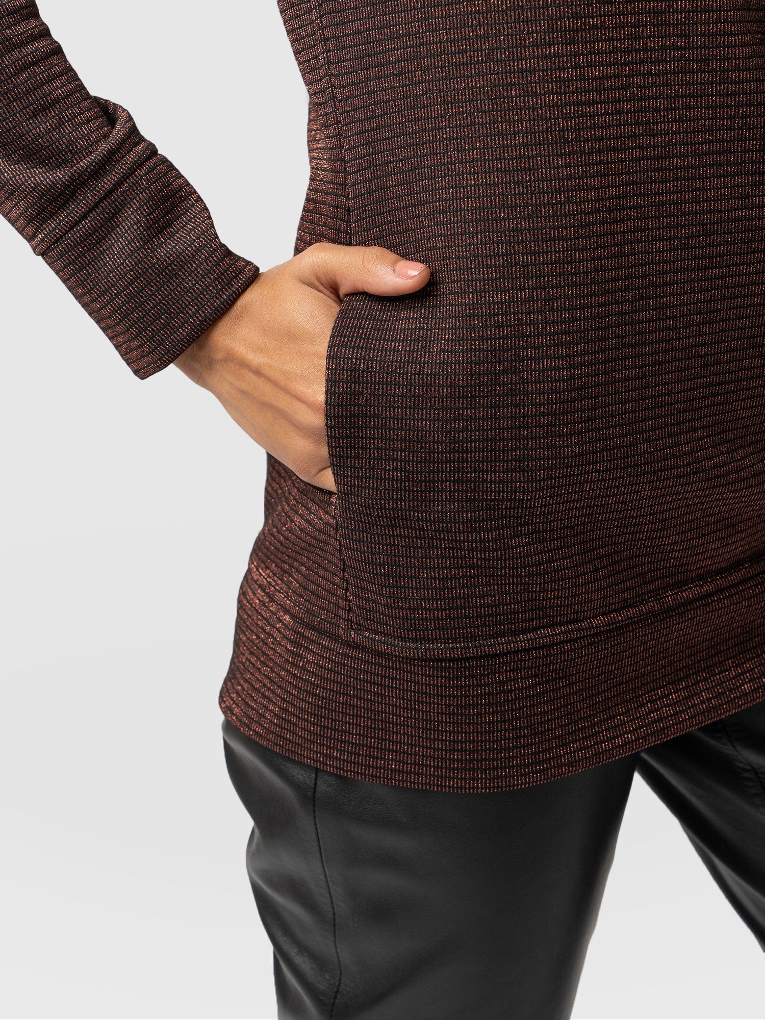 Ottoman Rib Roll Neck - Bronze Lurex